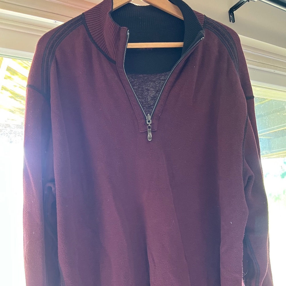 Tommy Bahama Reversible Burgundy Black Quarter Zip